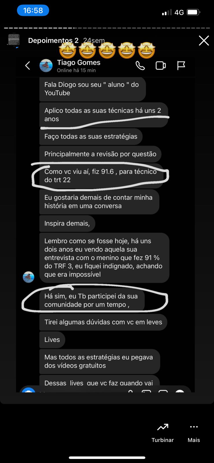 Depoimento de aluno aprovado